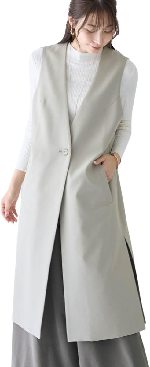 田中みな実さん着用　バックベルトデザインボックスジレ　フレイアイディー　ベージュ 田中みな実さん着用 バックベルトデザインボックスジレ フレイ